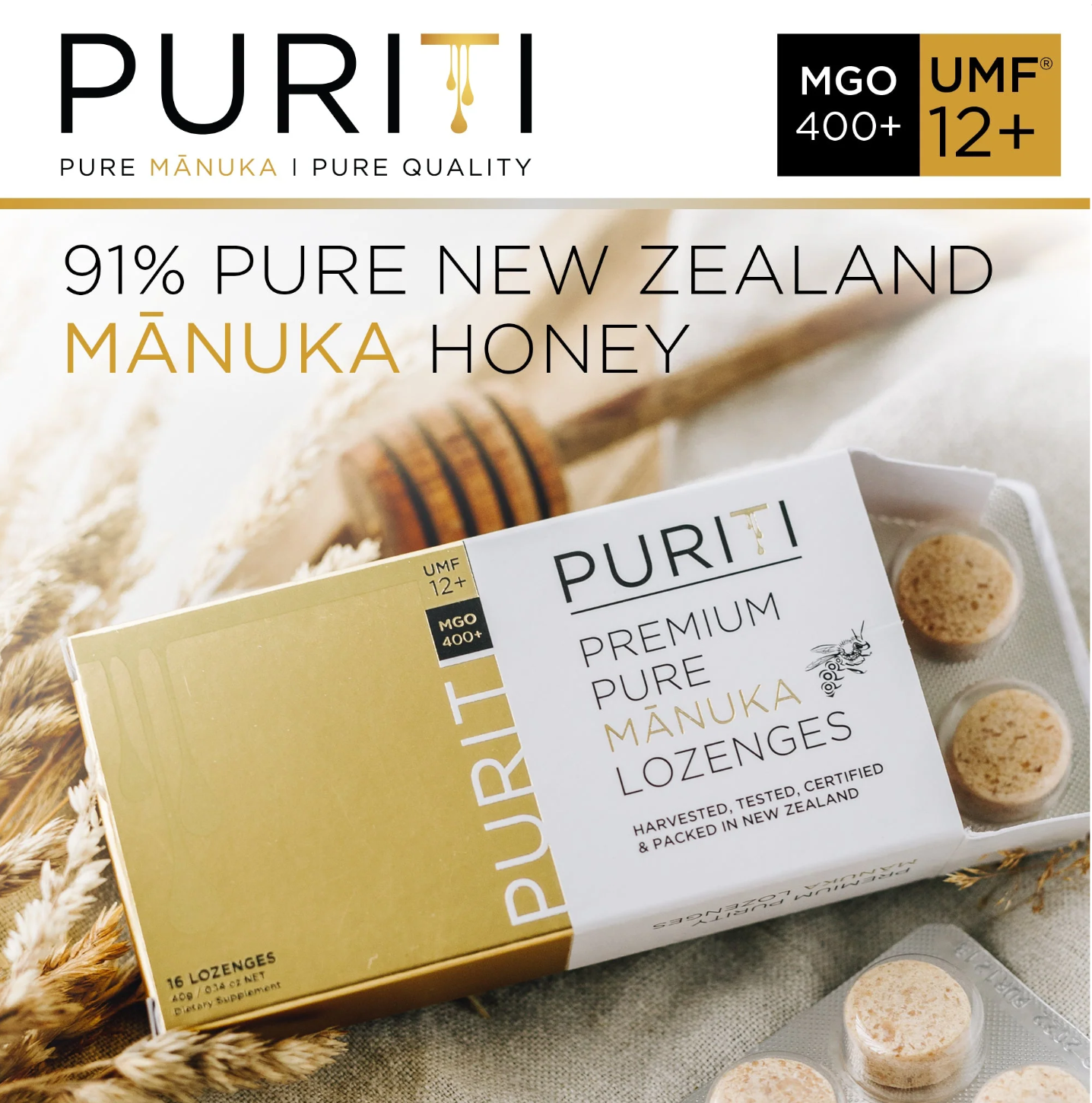 Puriti Manuka Honey Lozenges UMF 12+ | MGO 400